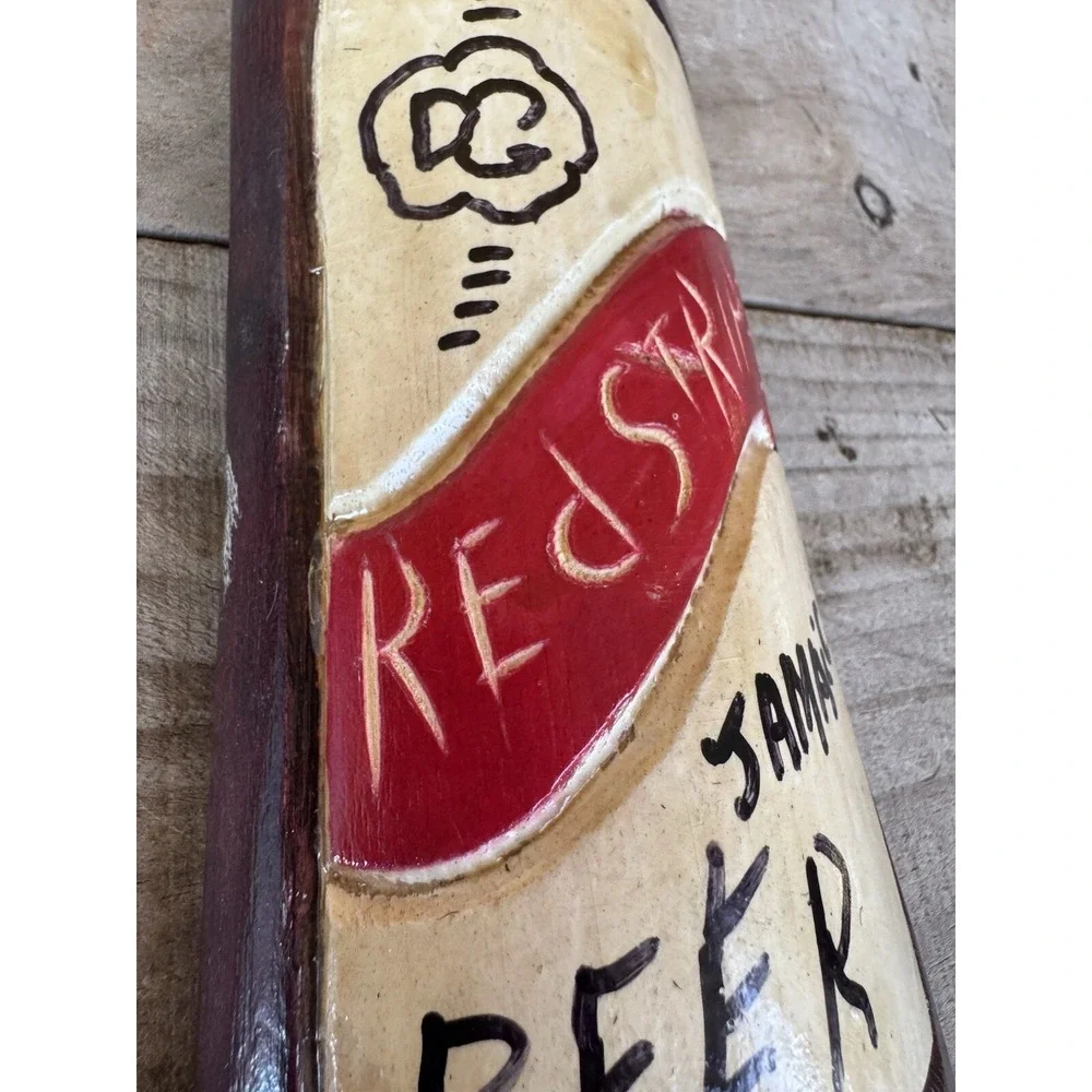 Red Stripe‎ Lager Beer  Wooden Hand Carved Art Hand Painted Sign | Mancave